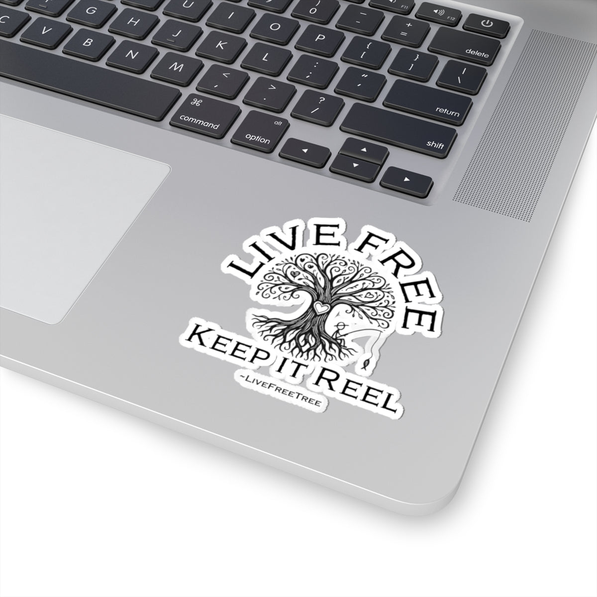 Stickers - Fishing Themed 'Live Free Keep It Reel' Punny Phrase Design