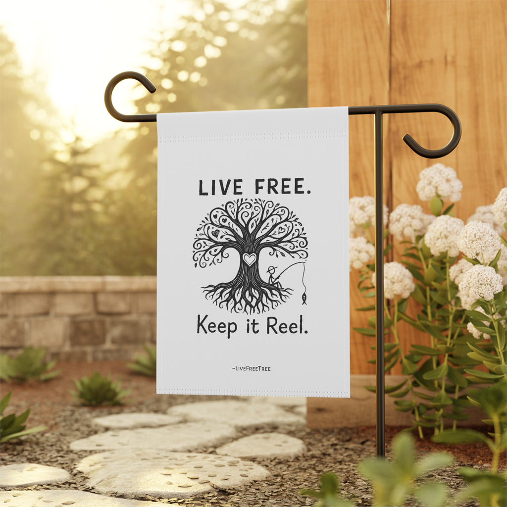 Banner Wall Art - Live Free Keep it Reel Fishing Design